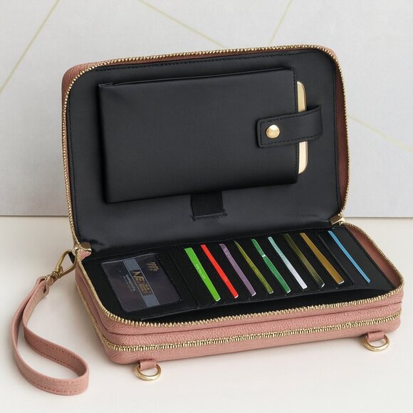 🆕️MKF by Mia K Rose Gold Vegan Leather Smartphone Wallet Crossbody Bag 🌟 - Picture 5 of 10